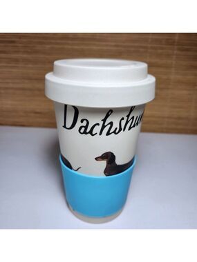 Milly Green Dachshund Tumbler with Lid and Silicone Sleeve British Design